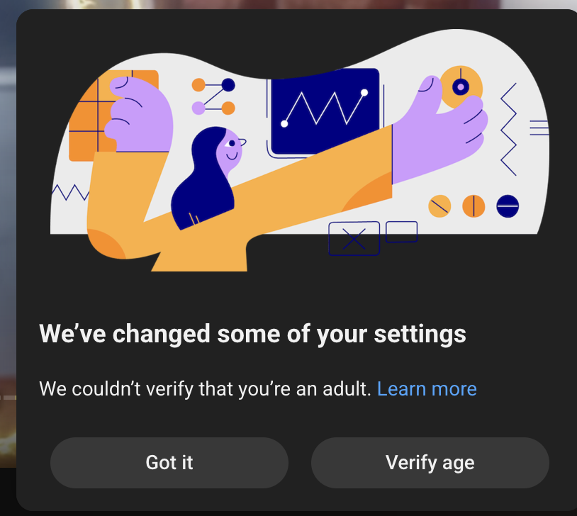 The YouTube AI prompting me to verify my age